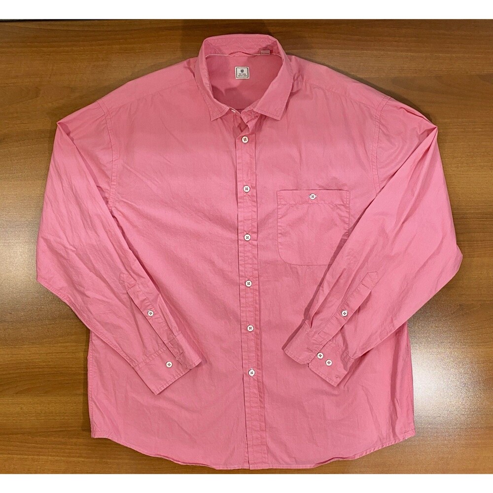 Peter Millar Mens L Long Sleeve Button Down Shirt Pink Woven Cotton
